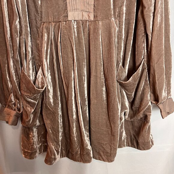 Women's Taupe Long slv v-neck Free People Tunic, Size S - Picture 3 of 7